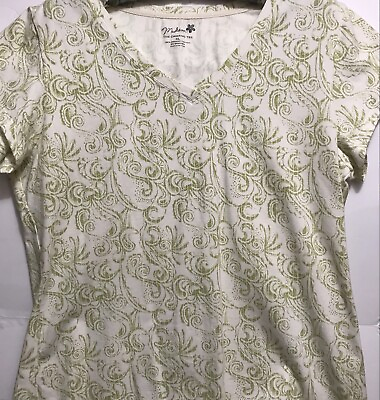 #ad Madison Organic Tee Womens Size XL Soft Shirt 95% Cotton green white pattern $18.00