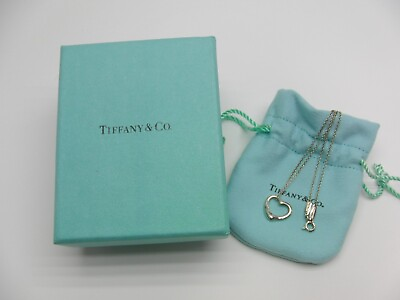 #ad Tiffany amp; Co Sterling Silver Elsa Peretti Open Heart Necklace excellent F S $93.22