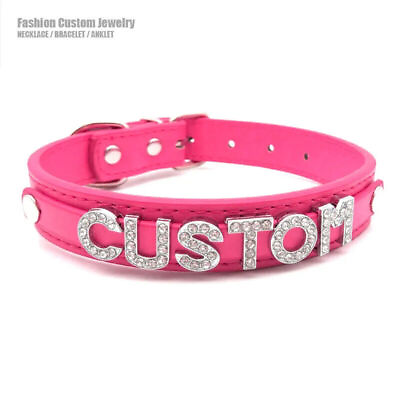 #ad Pu Leather Customized Name Letters Collar Choker Necklace Cosplay Buckle Belt $11.99