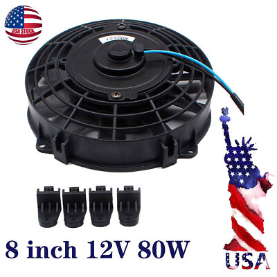 #ad 12V 80W 8quot; Engine Radiator Oil Cooler Radiator Electric Engine Cooling Fan Black $43.19