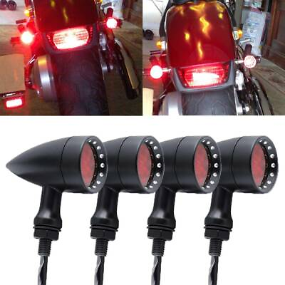 #ad 4PCS Bullet Motorcycle LED Turn Signal Red Blinker Light For Yamaha Harley Honda $41.95