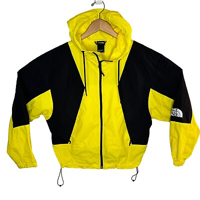 #ad The North Face Womens M Windwall Windbreaker Hooded Jacket Yellow amp; Black $24.97