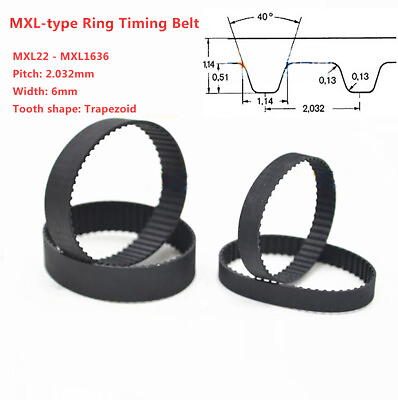 #ad MXL type Timing BeltWidth 6mmPitch 2.032mmBlack Rubber Ring Synchronous Belts $3.19