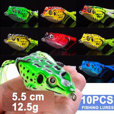#ad 10pcs Frog Soft Lures 5.5cm 12.5g Topwater Bass Fishing lures lots Crankbaits $12.99