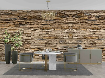#ad 3D Stone Rock Wallpaper Wall Mural Removable Self adhesive Sticker 947 AU $45.99