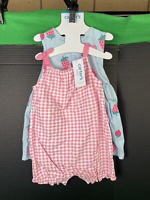 #ad Carter#x27;s Girls Toddler 3 Piece Cotton Bodysuit Dress Set 24 Months Pink $12.74