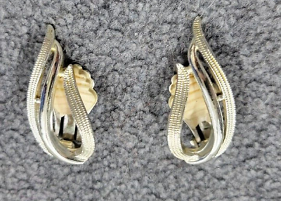 #ad Sarah Coventry Silver Tone Swirl Vintage Costume Clip On Earrings $8.00