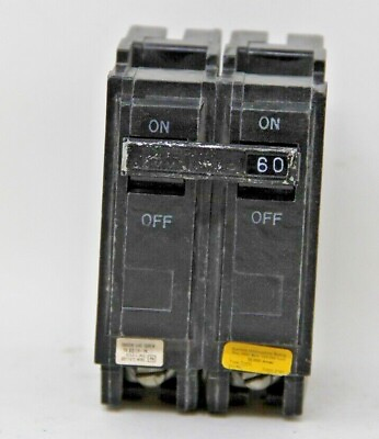#ad General Electric GE THQL2160 Circuit Breaker 2 Pole 60 Amp HACR Tested Working $15.00
