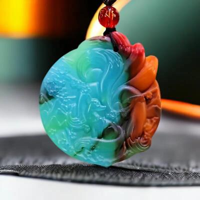 #ad Colour Real Jade Fox Pendant Necklace Chinese Carved Natural Jewelry Fashion $11.70