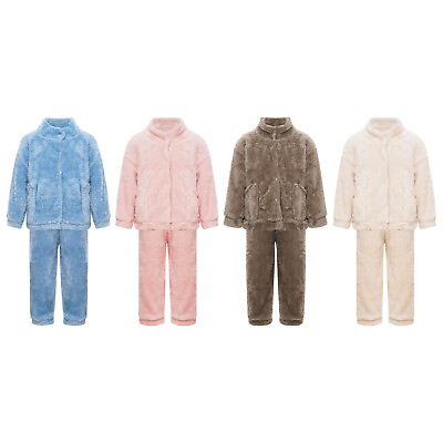 #ad Girl Boy Loungewear Thermal Pajamas Set Soft Sleepwear Solid Nightwear Kids $19.22