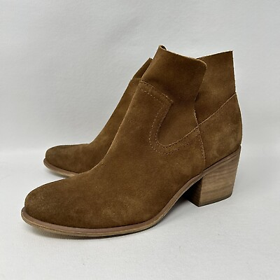 #ad BP Size 6M Brown Genuine Suede Notched Brice Ankle Boots Booties Pull On Leather $13.32