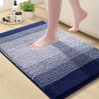 #ad Bathroom Rug Chenille Absorbent Shaggy Non Slip Backing Sizes and Colors $15.31