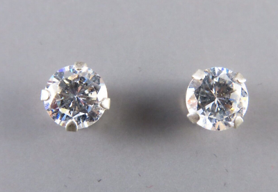 #ad STERLING SILVER Super Sweet CLEAR ROUND CZ STUD EARRINGS Solitaire 1.5CT Each $7.84