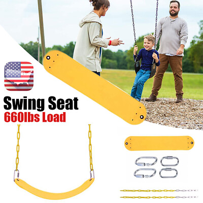 #ad Swing Seat Slide Kids Playset Rope Chain Playground Equipment Accessories Yellow $28.99