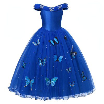 #ad Girl#x27;s Princess Cinderella Dresses Kids Butterfly Bead Birthday Party Costume $40.24