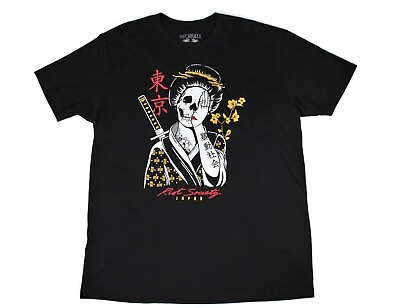 #ad Riot Society Japan Skeleton Geisha Adult XL Short Sleeve Black T Shirt USA EUC $24.99