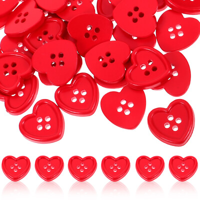#ad 50 Pcs Heart Button For Sewing Craft Buttons Christmas Crafts Child $6.75
