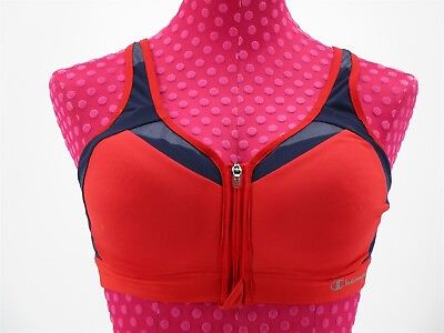 #ad Champion Sports Bra 36C Red Blue Double Dry Maximum Front Zip no tag* $13.99