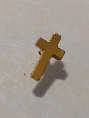 #ad Tiny Gold Tone Religious Cross Tie Tack Lapel Pin $12.00