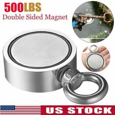 #ad 500LBS Round Double Sided Super Strong Neodymium Fishing Magnet Pulling Force $13.51