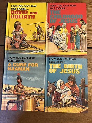 #ad 4 Vintage Now You Can Read Bible Stories Childrens Set Books Grollier $11.95