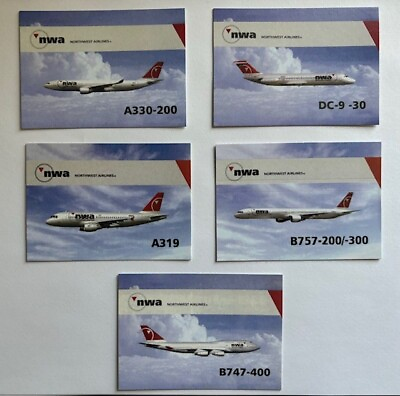 #ad Northwest Airlines Aircraft Pilot Trading Cards Lot of 5 $49.95