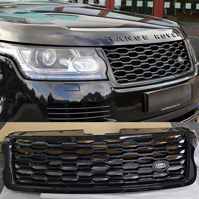 #ad Front Grille For 2013 17 Land Rover Range Rover Vogue L405 W Emblem Gloss Black $134.99