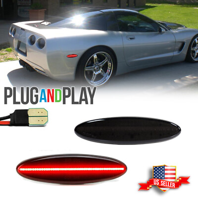 #ad Smoked Lens Red Led Rear Side Marker Light for 1997 2004 Chevy Corvette C5 2PC $14.99