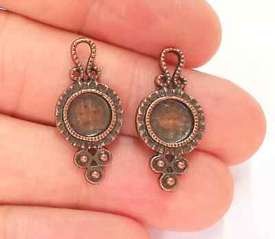 #ad 10x Copper Charm Cabochon Blank Bezel Antique Copper Plated jewelry Accessories $2.95