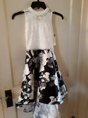#ad Girls Speechless Kids fancy dress size 8 NWT grayblack white floral $45.00