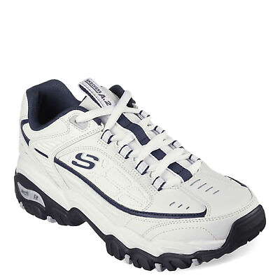 #ad Skechers Men White Navy Arch Fit Energy Sport Comfort Casual Soft Leather 237540 $56.99