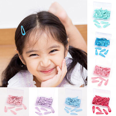 #ad 50pcs Box Hair Clip for Baby Kid 3CM Hairpin Barrette Solid Color Metal Hairgrip $3.60