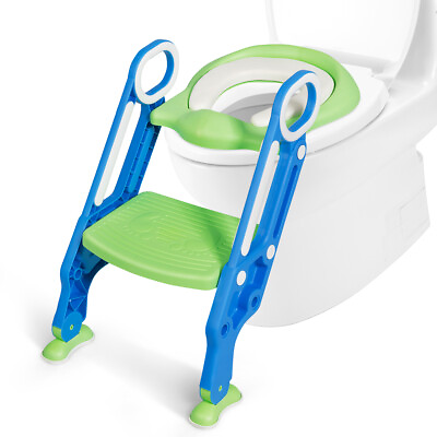 #ad #ad Foldable Potty Training Toilet Seat w Step Stool Ladder Adjustable for kids $25.00