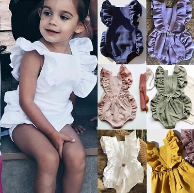 #ad Newborn Toddler Baby Girl Romper Tops Ruffle Bodysuit Jumpsuit Clothes Outfits $7.99