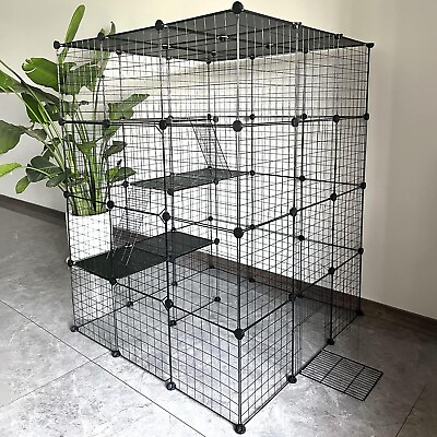 #ad Large Cat Cage Indoor Cat Enclosures DIY Cat Playpen Detachable Metal Kennel wit $75.00