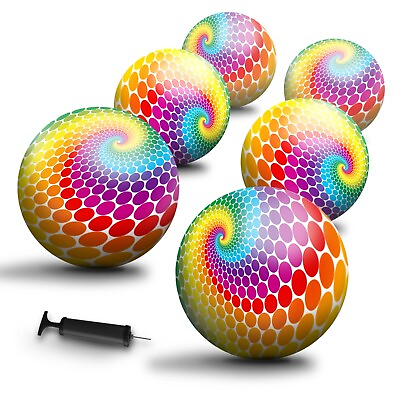 #ad New Bounce Bouncy Balls for Kids Polka Dot Swirl Playground Balls Set of 6 $14.99