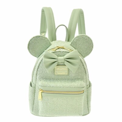 #ad Loungefly Disney Mini Backpack Minnie Mouse Sequin Mint Green Disney Store Japan $148.80