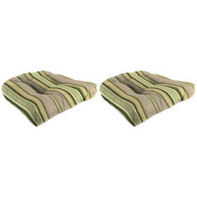 #ad 19quot; x 19quot; Terrace Sunrise Stripe Square Tufted Seat Cushions Green 2 Pack $34.34