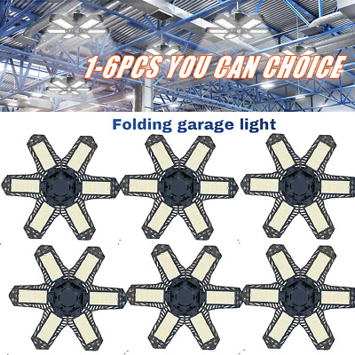 #ad 6Pack LED Garage Light 600W 60000LM Deformable Bright Shop Ceiling Bulb Lamps US $23.99