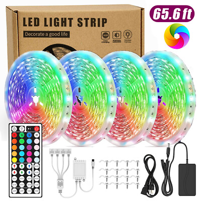 #ad 65.6FT RGB Led Strip Lights Waterproof Flexible with 44 Keys Remote 12V US Power $10.44