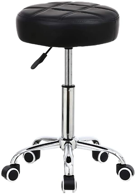 #ad KKTONER Round Rolling Stool Chair PU Leather Height Adjustable Shop Stool Swi... $62.99