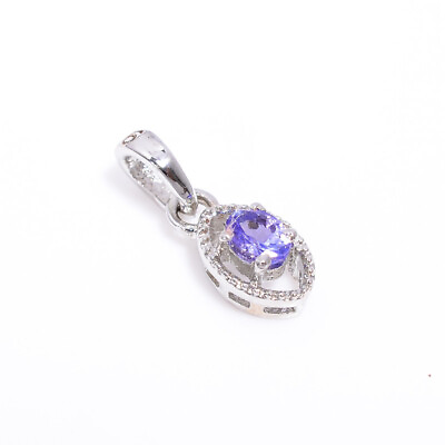 #ad Natural Tanzanite Oval Faceted 925 Sterling Silver Pendant $26.99