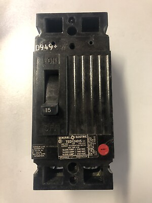 #ad TED124015 General Electric GE Circuit Breaker 15A 2 Pole 480VAC 250VDC $13.50