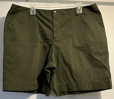 #ad CJ Banks Womens Plus Shorts Sz 24W Wrinkle Free Green 100% Cotton Pockets $12.88