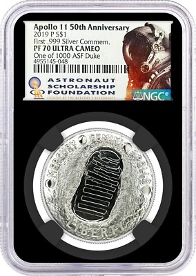 #ad 2019 P $1 Silver Apollo 11 50th Anniversary NGC PF70 UCAM Charlie Duke 1 of 1000 $149.00