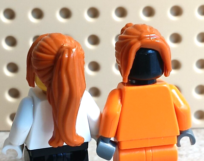 #ad LEGO Long Ponytail Wig DARK Orange Side Bangs Parted Middle Girl Boy Hair Cute $5.12
