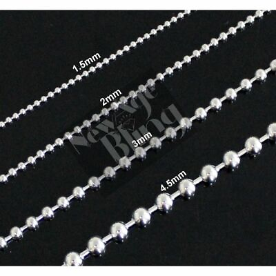 #ad Stainless Steel Ball Chain 16quot; 40quot; Dog Tag Bead Necklace 1.5 2 3 4.5mm $8.89
