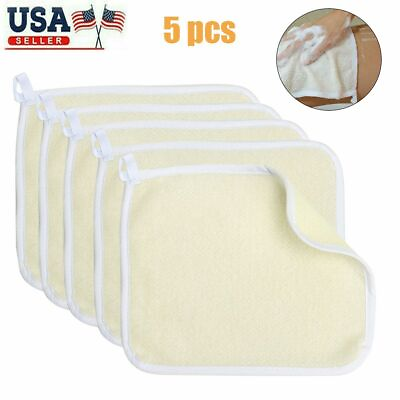 #ad 5 Pcs Set Exfoliating Face and Body Wash Cloths Towel Soft Weave Bath Cloth New $10.19