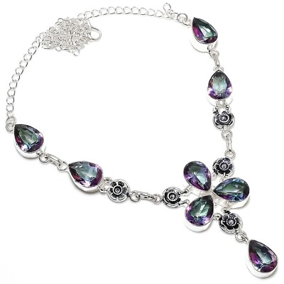 #ad Mystic Topaz Gemstone Handmade 925 Sterling Silver Jewelry Necklaces Sz 18quot; $11.99