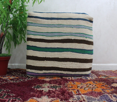#ad Vintage Handmade Moroccan Pouf Berber Yoga Cushion Ottoman Footstool $120.00